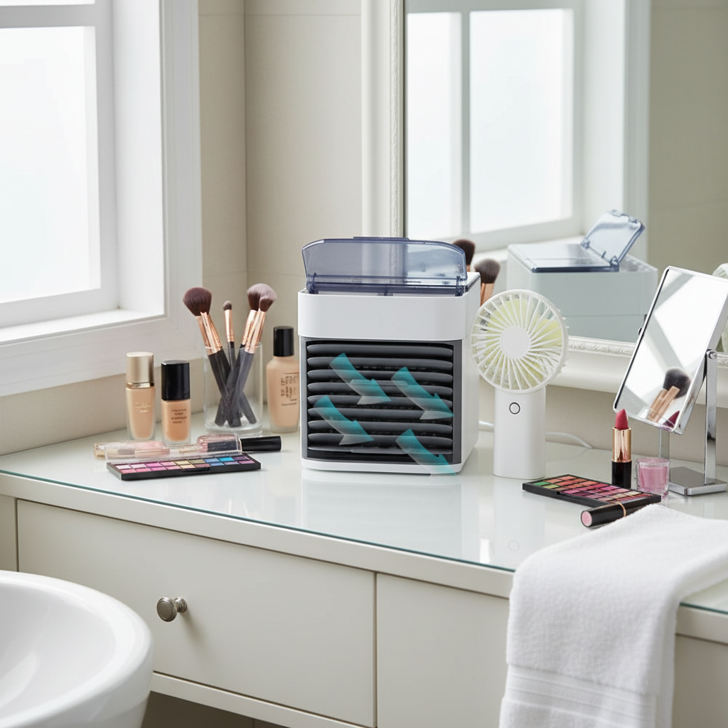 BreezeBox on vanity table